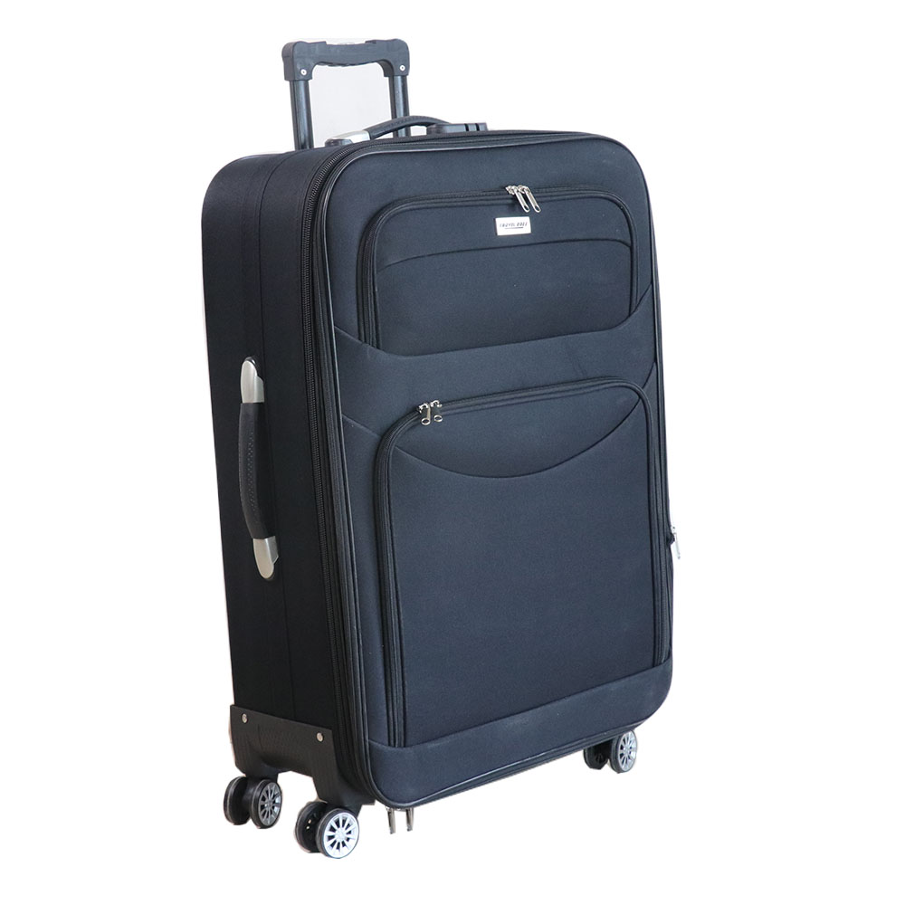 Travel One Soft Trolley 4 Wheel 3 Pieces Set Black 20/24/28 Inch - Billjumla.com