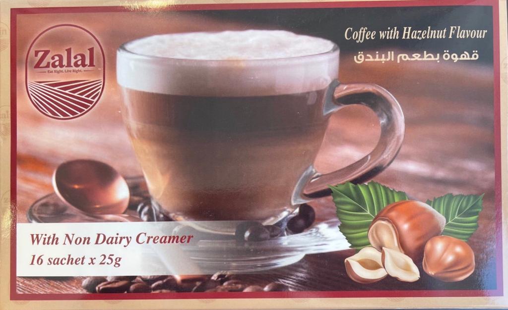 Zalal 3 in 1 Coffee with Hazelnut Flavor 25g - (16 Sachet)