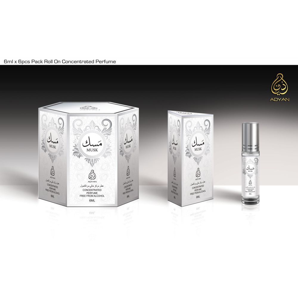 Adyan Roll On Musk 6ml - (3 Packs - Total 18 Pieces) - Billjumla.com