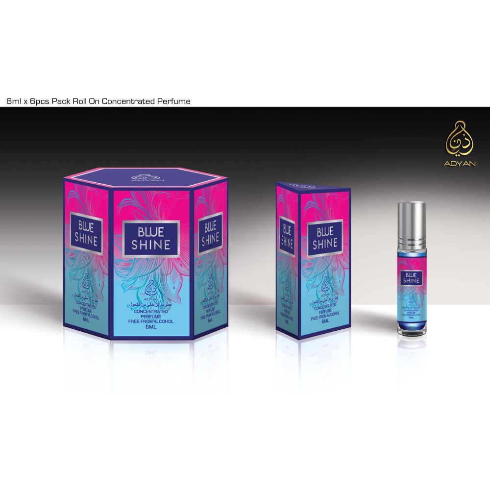 Adyan Roll On Blue Shine 6ml - (3 Packs - Total 18 Pieces) - Billjumla.com