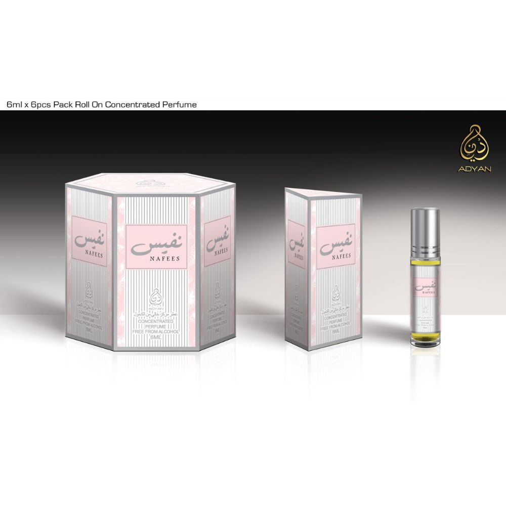 Adyan Roll On Nafees 6ml - (3 Packs - Total 18 Pieces) - Billjumla.com