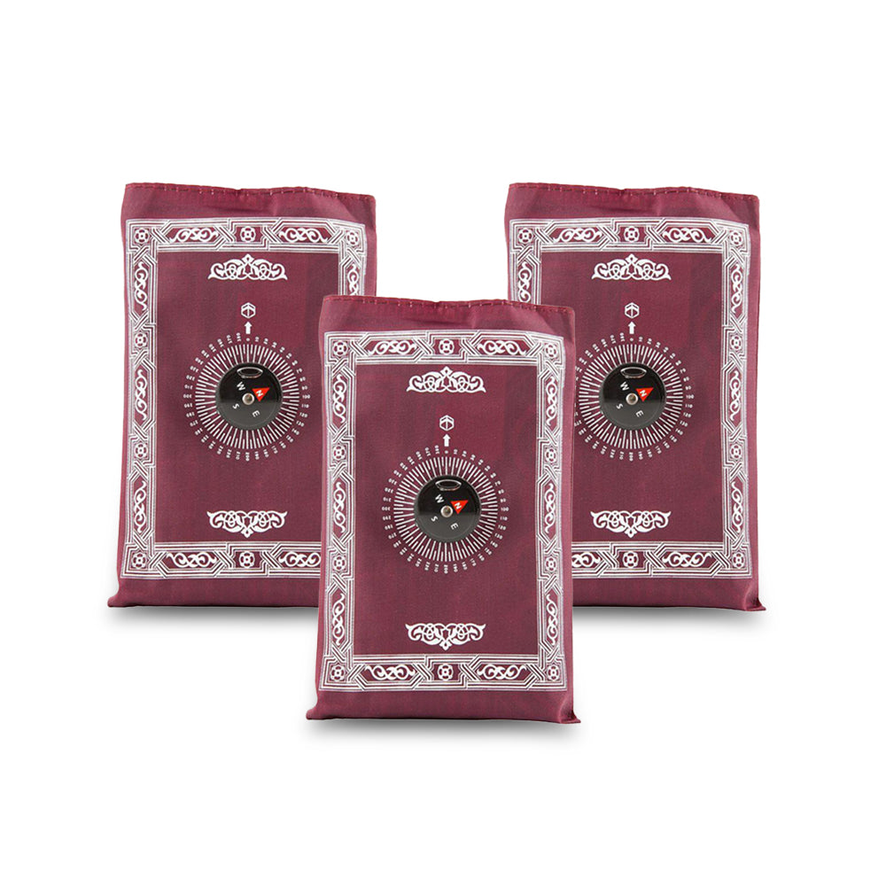 مسافر برورن سجادة صلاة حجم موحد حمراء عبوة من 3 قطع