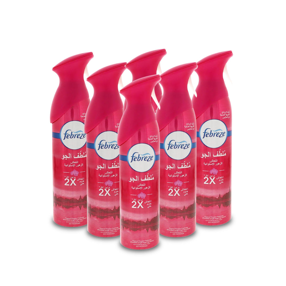 (مجموعة من 6 قطع)ملطف الجو فيبريز برائحة الزهور الاستوائية مضاغف التركيز 300 مل
