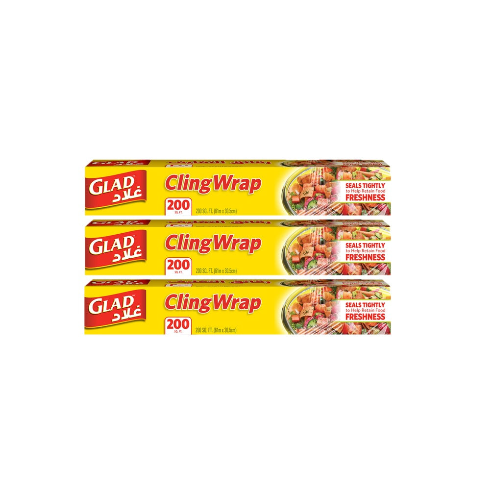 جلاد - غلاف بلاستيكي للتغليف من جلاد 200 قدم مربع - (عبوة من 3 قطع)