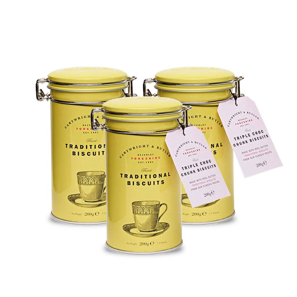 Cartwright & Butler Triple Chocolate Chunk Biscuits in Tin (Pack of 3)