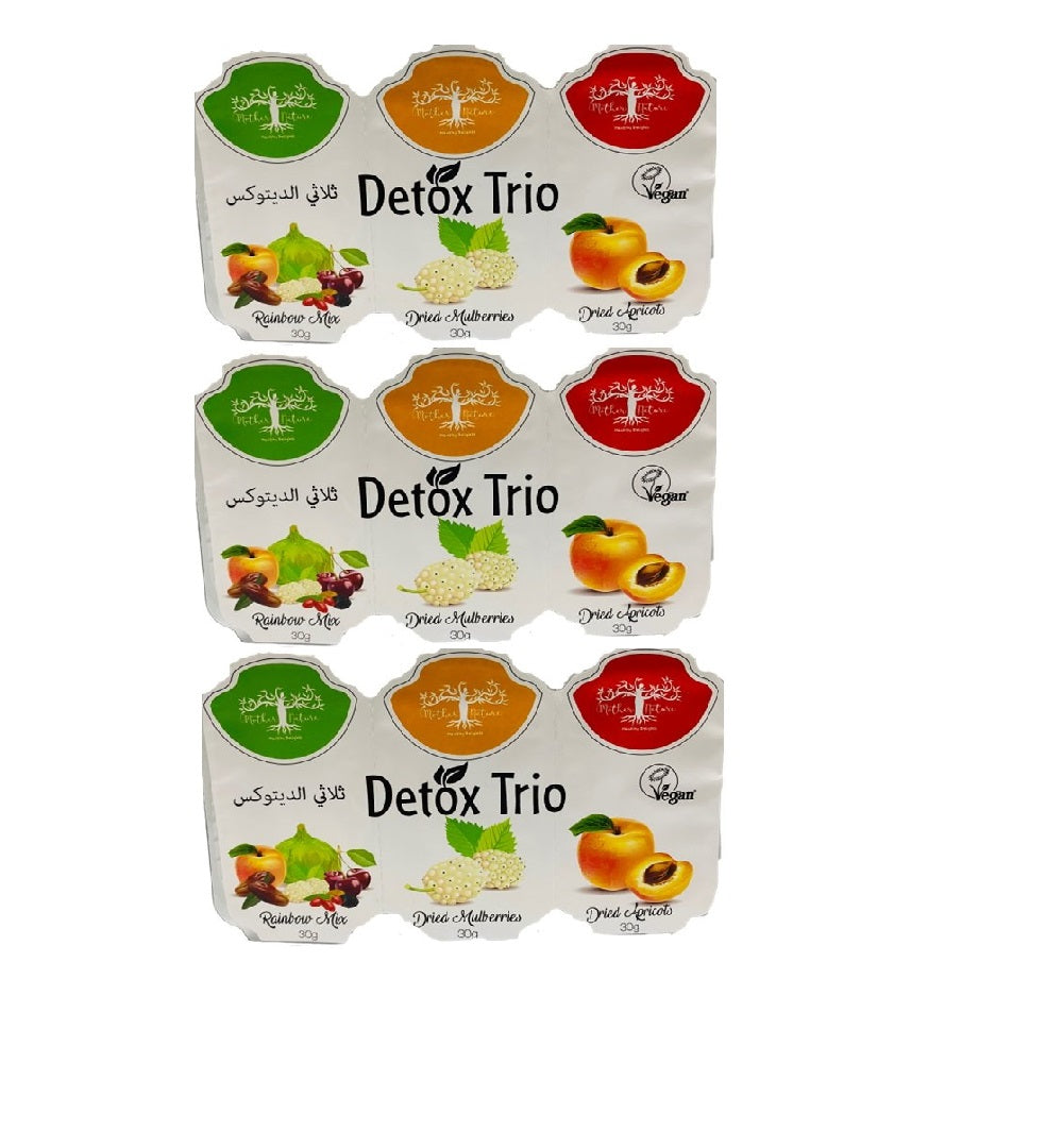 Mother Nature Detox Trio Rainbow Mix, Mulberries & Apricots 3pcs x 30g - (Pack of 3)