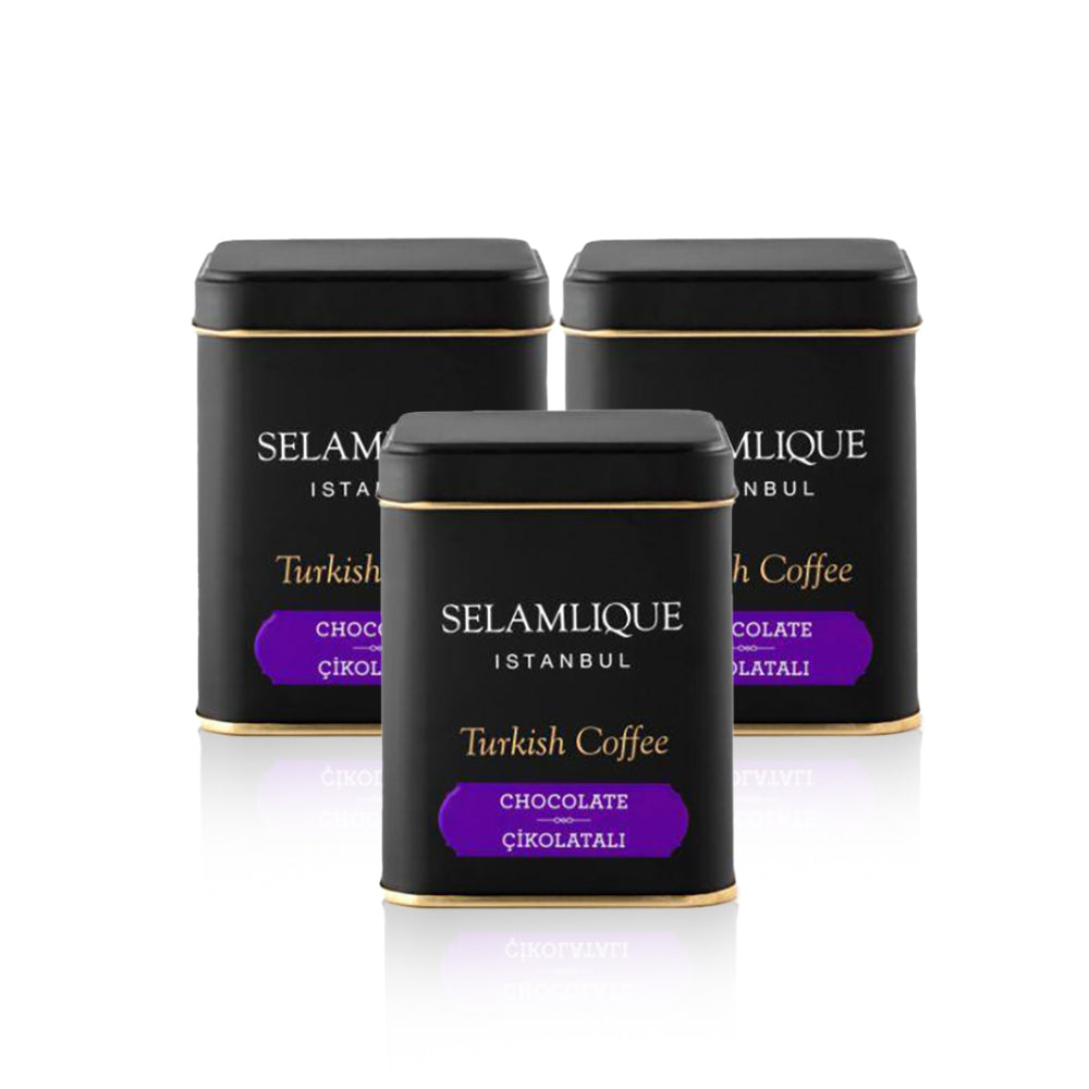 قهوة تركية من سلامليك 125 غ - نكهة الشوكولاتة (مجموعة من 3 علب)