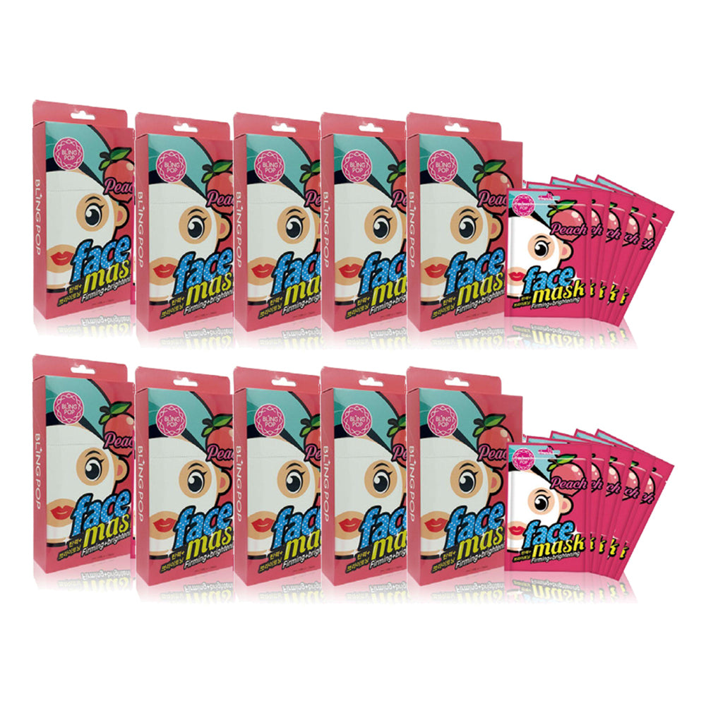 Blingpop Peach Firming & Brightening Face Mask - (Pack of 10)