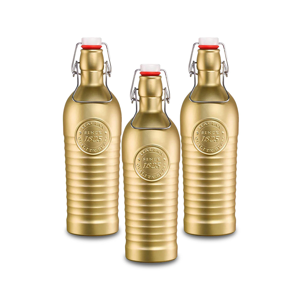 Bormioli Rocco Glass Bottle - 1200ml - Gold - Set of 3