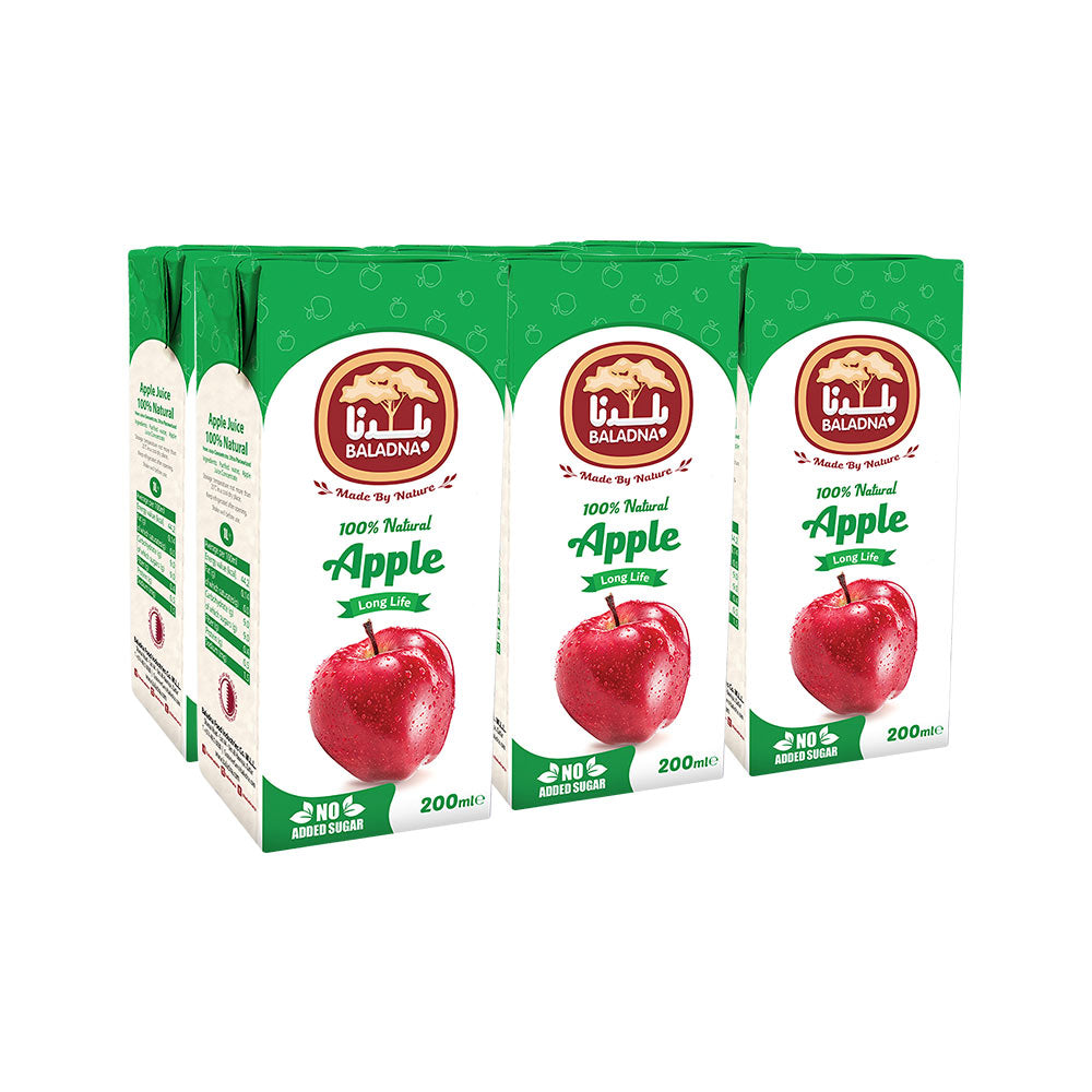Baladna Long Life Apple Juice 200ml - Pack of 24
