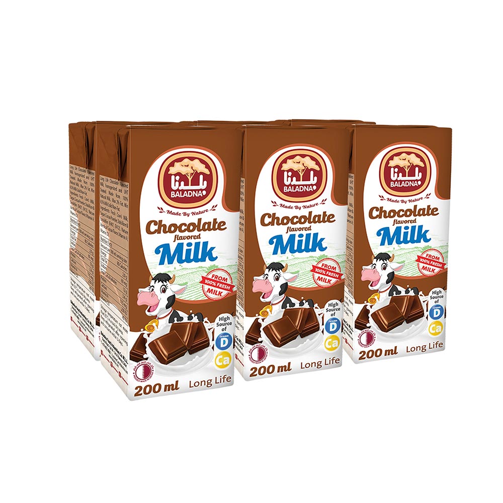 حليب بلدنا طويل الاجل بطعم الشوكولاتة 200 مل -مجموعة من 24 قطعة