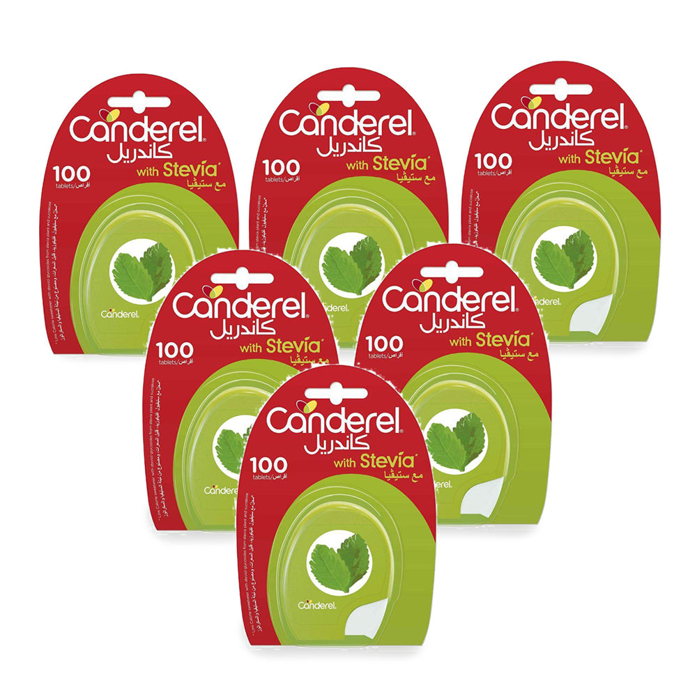 Canderel Low Calorie Sweetener Tablet Green Stevia 100s (Pack of 6 Pieces)