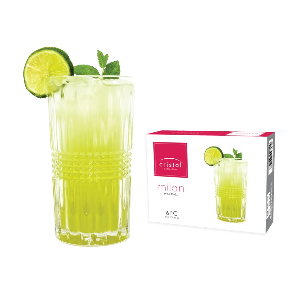 Cristal Milan Highball Glass 310ml - (Pack of 12) - Billjumla.com