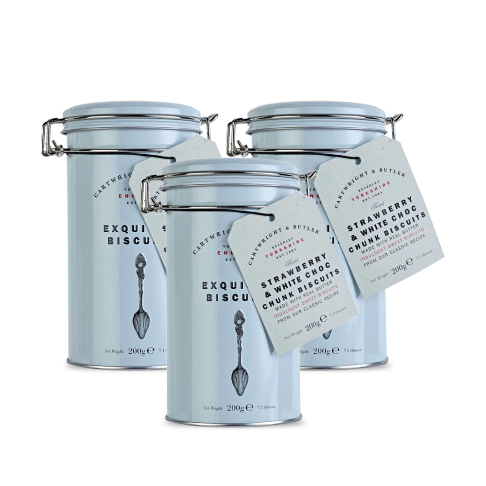 علبة بسكويت بالفراولة والشوكولاتة البيضاء من كارترايت آند بتلر (مجموعة من ٣ علب)