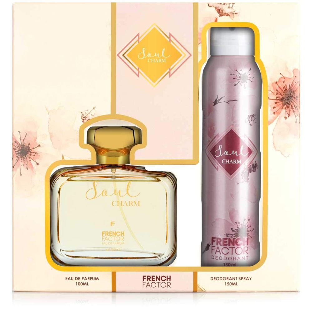 The French Factor Soul Charm Gift Set For Women Eau De Perfume 100Ml + Deodorant 150Ml - (Pack of 3) - Billjumla.com