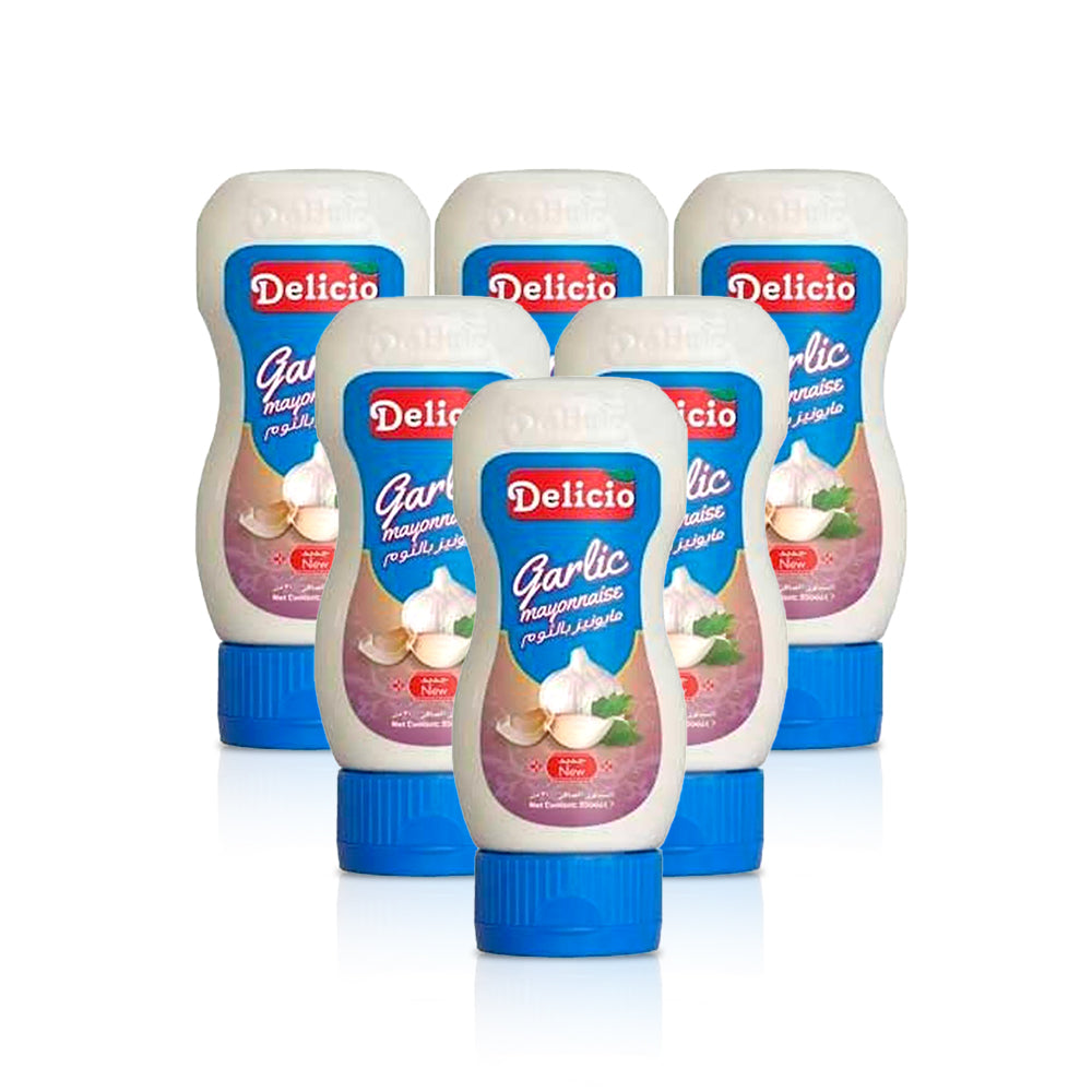 زجاجة مايونيز بالثوم من ديليسيو 300 مل - (عبوة من 6 قطع)