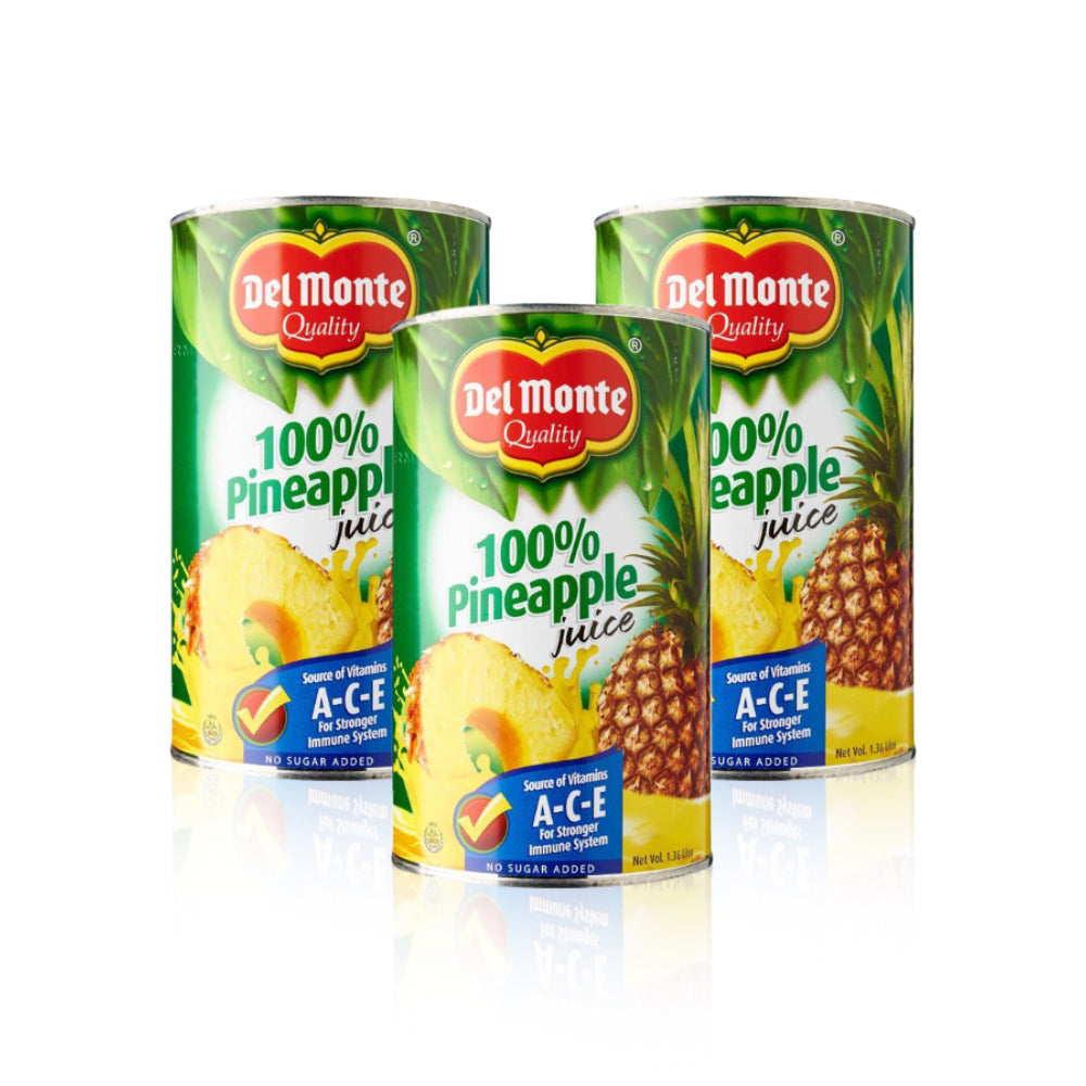 عصير الأناناس ديل مونتي غير المحلى 1.36 لتر (حزمة 3)