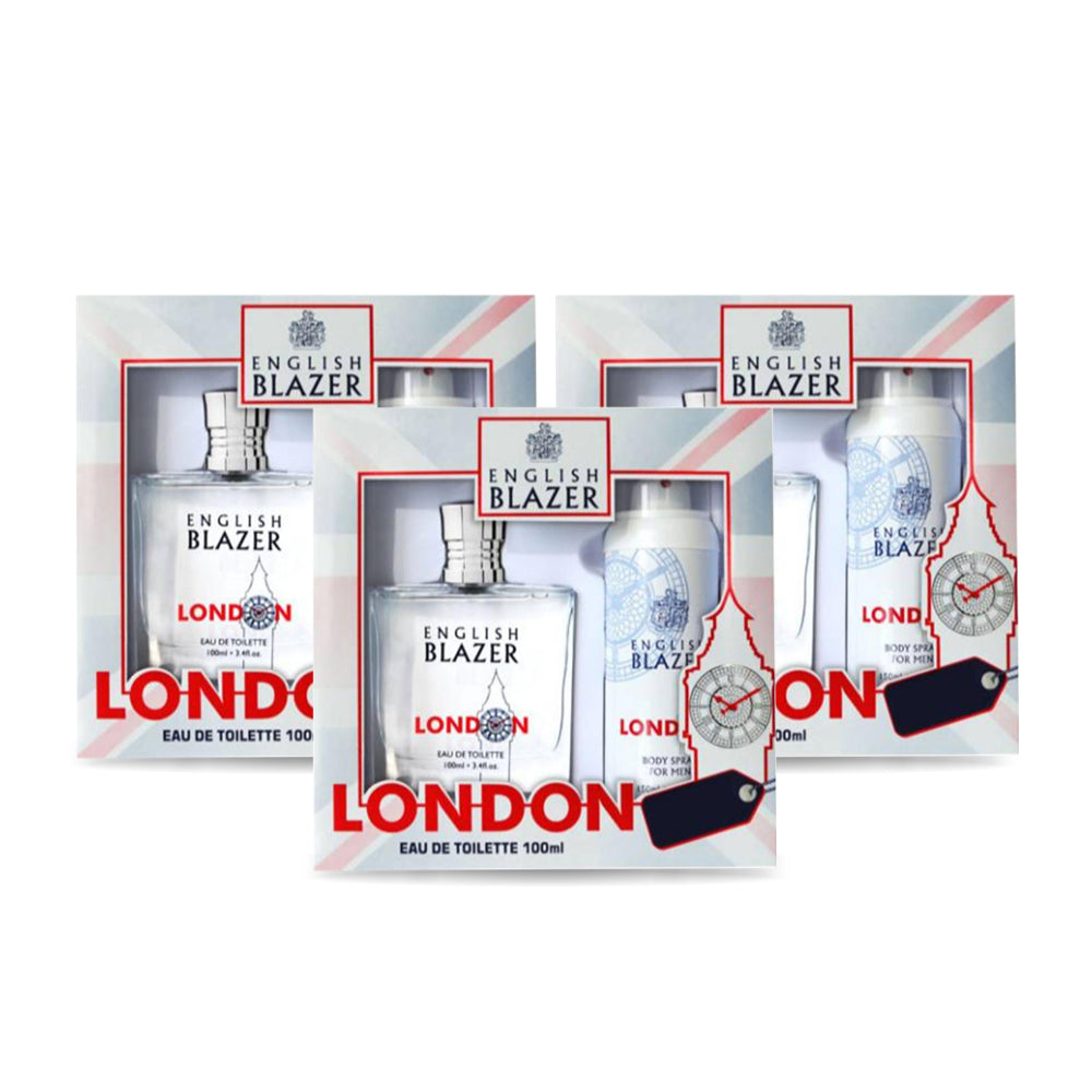 English Blazer Gift Set -London 100Ml EDT+150Ml Deo - (Pack of 3)