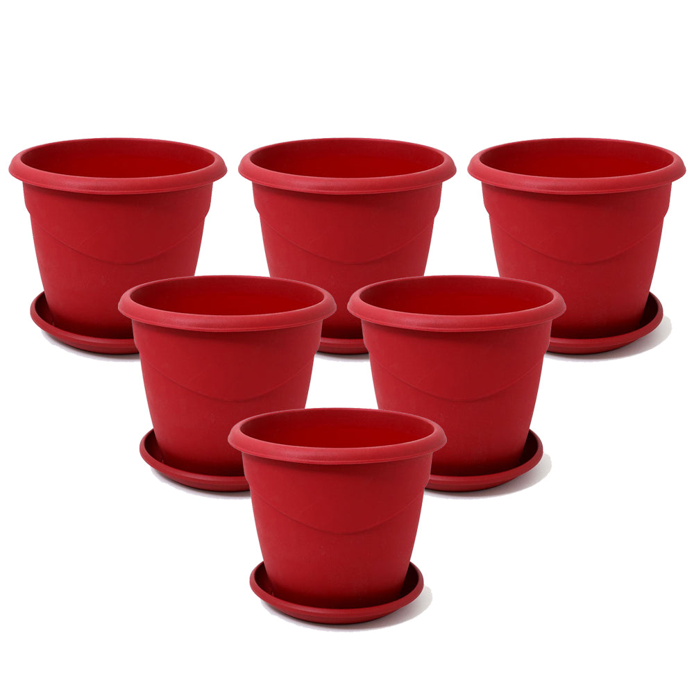 EDA Pot with Saucer 25 cm- Red Pack Of 6
