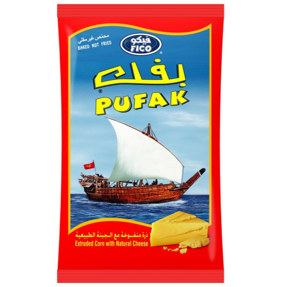 Fico Pufak Corn with Natural Cheese 25g (2 Bags of 20 Pieces - Total 40 Pieces)