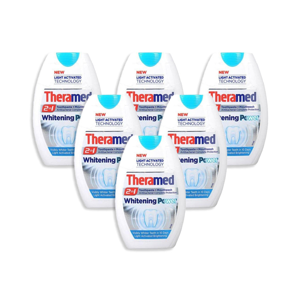 معجون أسنان 2 في 1 بقوة التبييض من ثيراميد 75 مل ( مجموعة من 6 عبوات)