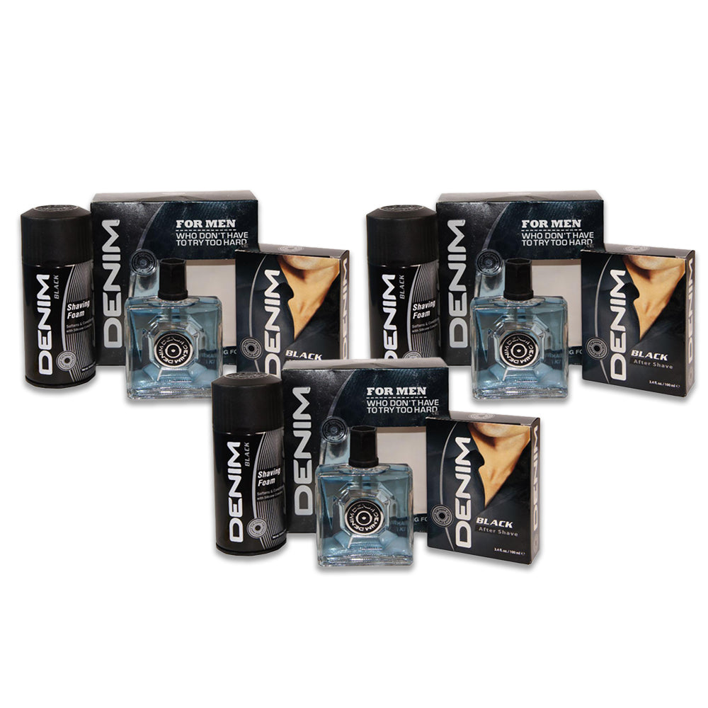 Denim Black After Shave + Foam 100ml/300ml - (Pack of 3)