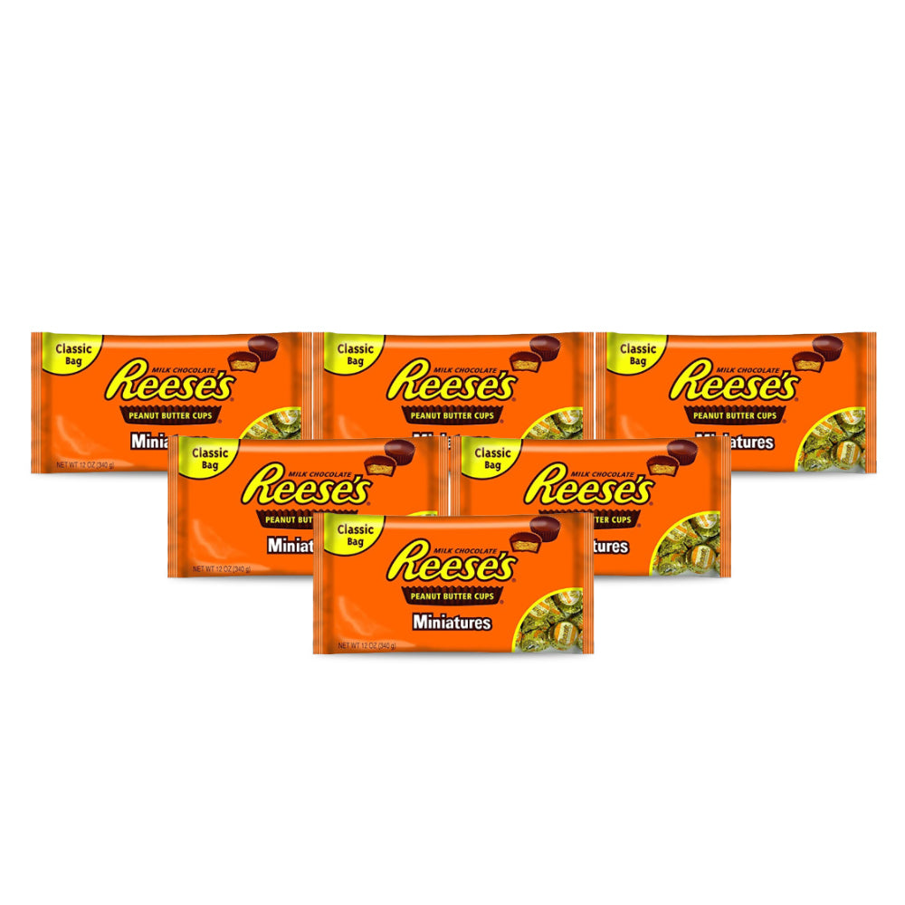 شوكولاتة اكواب ريسس الصغيرة بزبدة الفول السوداني 340 غ -مجموعة من 6 أكياس