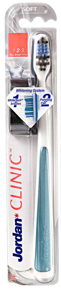 جوردان فرشاة أسنان بيضاء لامعة وناعمة مع غطاء