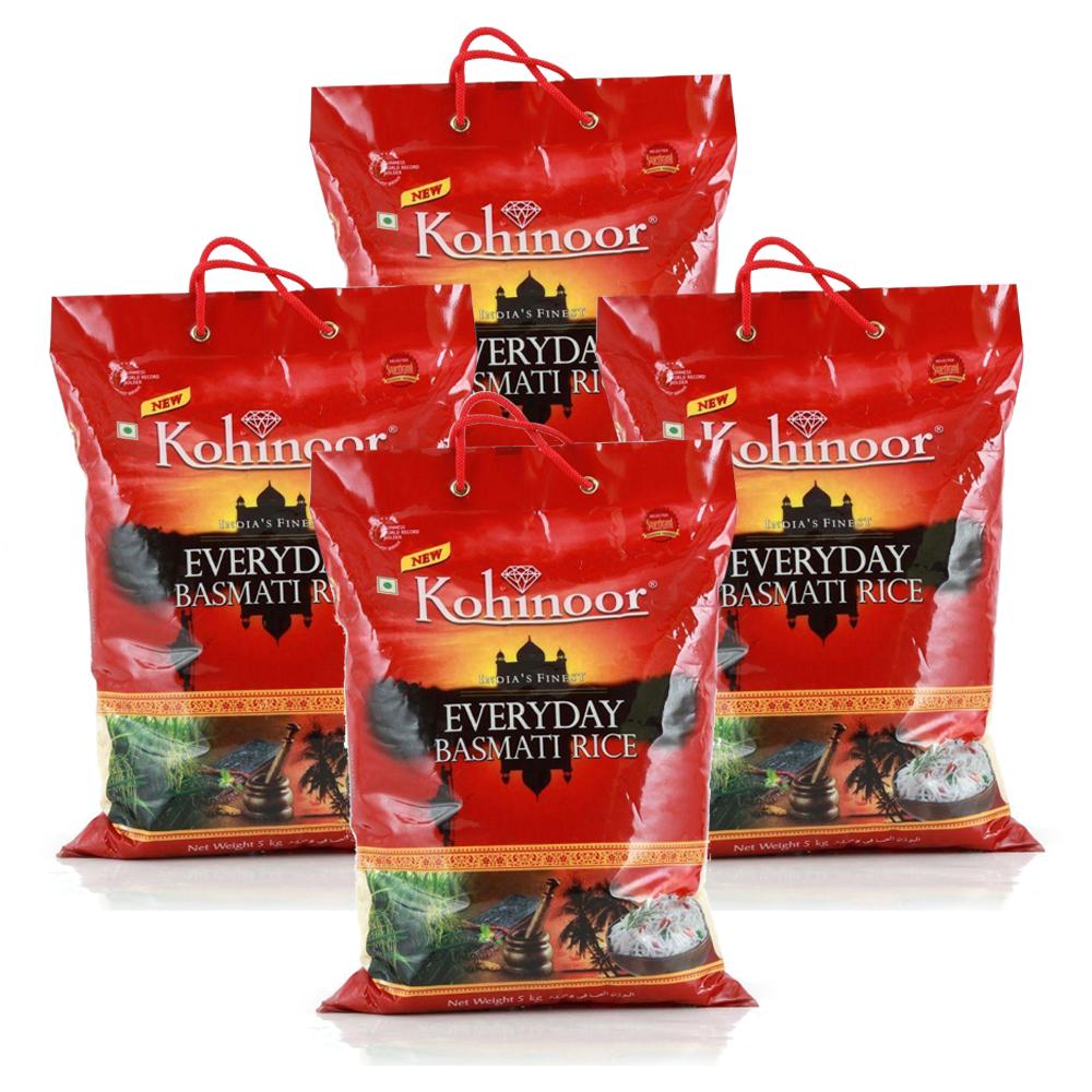 كوهينور أرز بسمتي يومي 5 كجم (عبوة من 4 قطع)