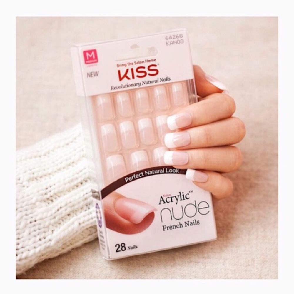 Kiss Salon Acrylic Nude French Nails - Kan03 - (Pack of 6) - Billjumla.com