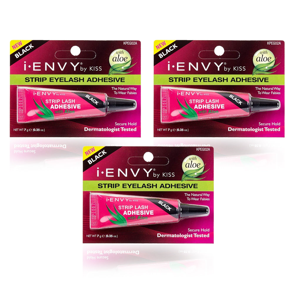Kiss Aloe-Infused Strip Lash Glue Black - (Pack of 3)