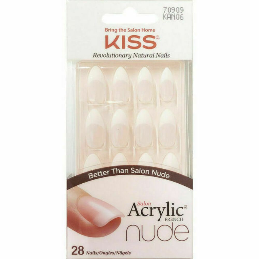Kiss Salon Acrylic Nude French Nails - Kan06 - (Pack of 6) - Billjumla.com