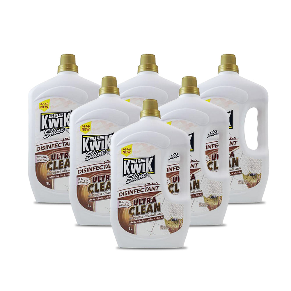 مطهر كويك ألترا كلين برائحة البخور 3 لتر - (مجموعة من 6 عبوات)