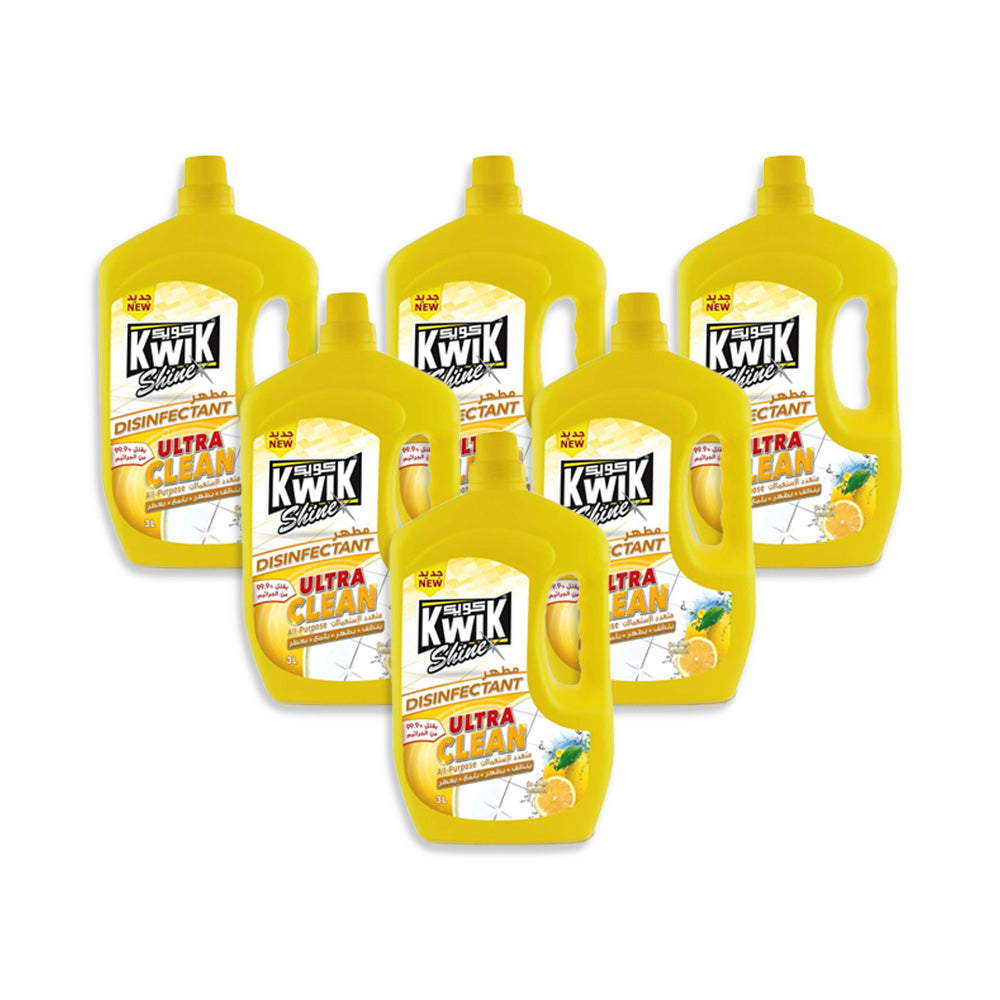 Kwik Ultra Clean Lemon 3 Litre (Pack of 6)