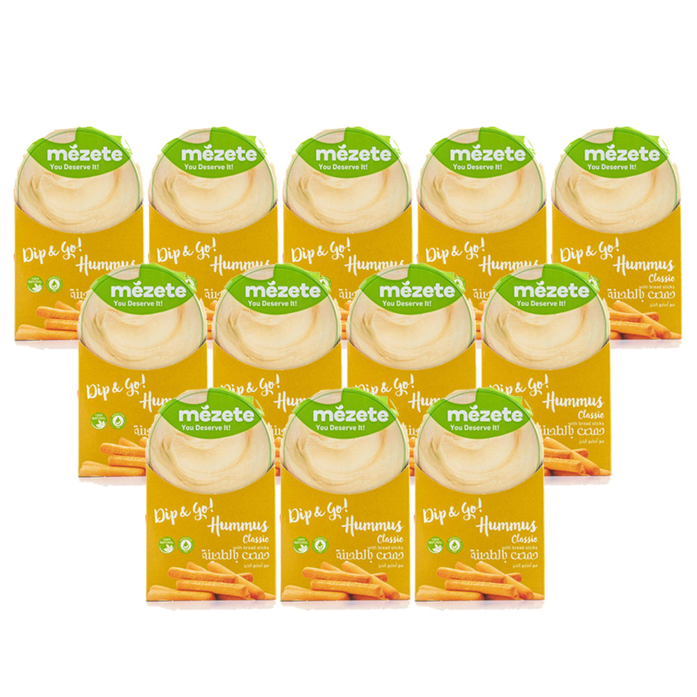 Mezete Gourmet Hummus Classic Dip & Go With Bread Sticks 215 Gm (Pack of 3)