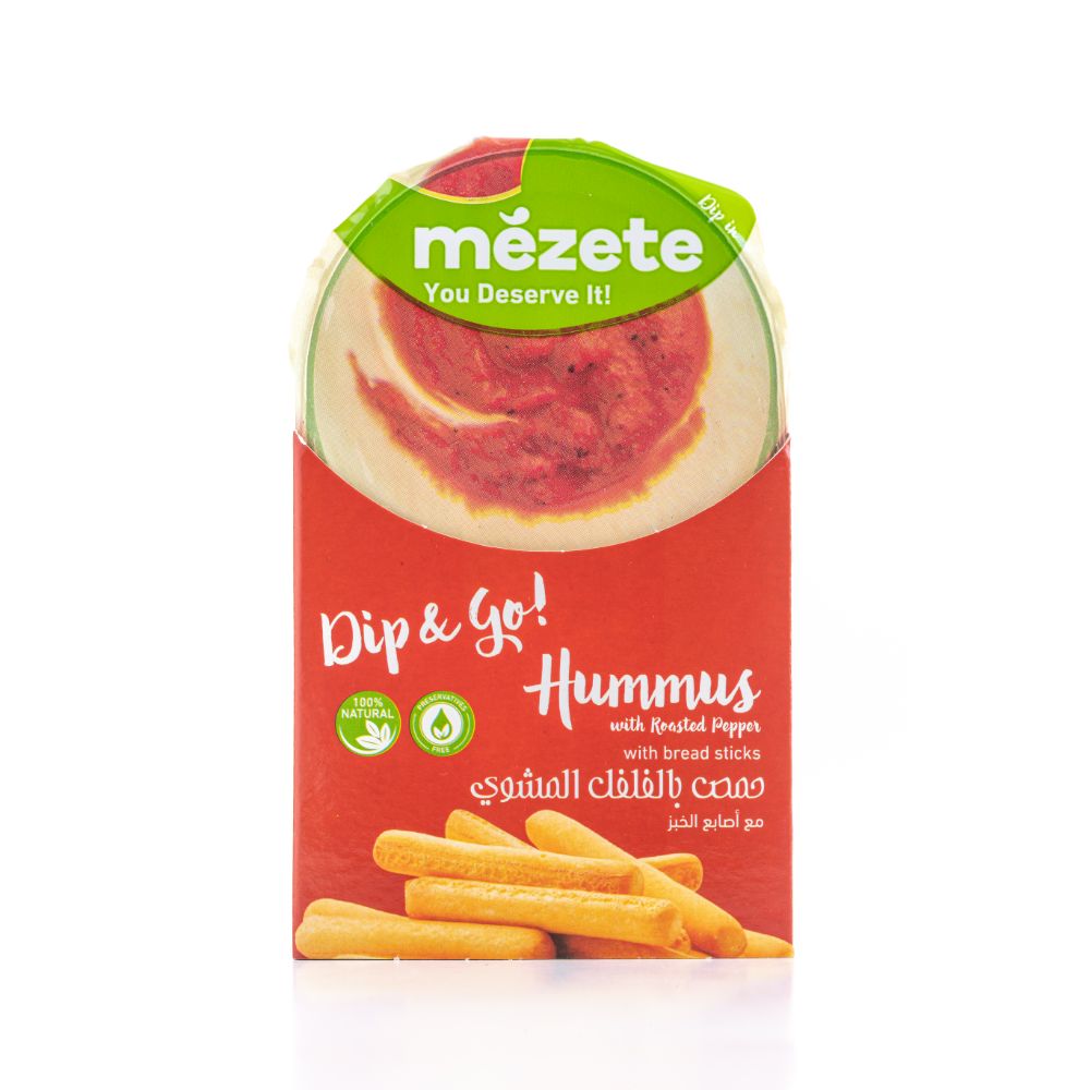 Mezete Hummus Roasted Red peppers & Go Breadsticks 92g - (Pack of 24 Pieces) - Billjumla.com