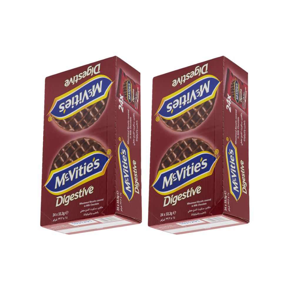 McVities الحليب الجهاز الهضمي بسكويت شوكولاتة 24 × 33.3 جم - (حزمة 2)