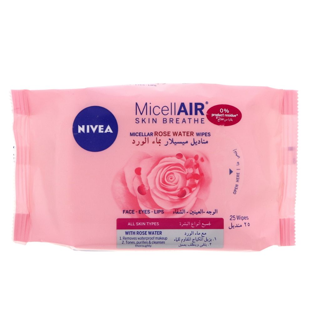 Nivea Micellair Water Rose Wipes 25 Pieces - (Pack Of 6) - Billjumla.com