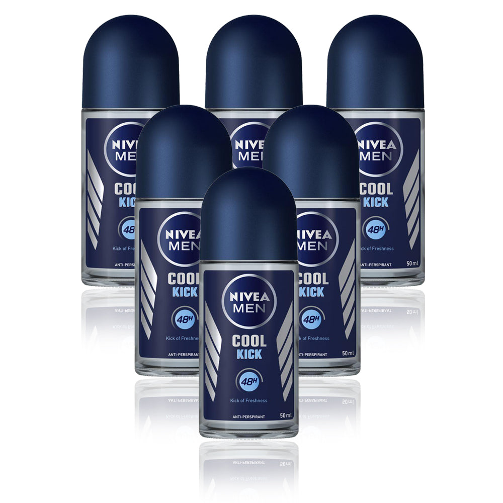 Nivea Cool Kick Roll On Deodorant Male 50ml (Pack of 6)