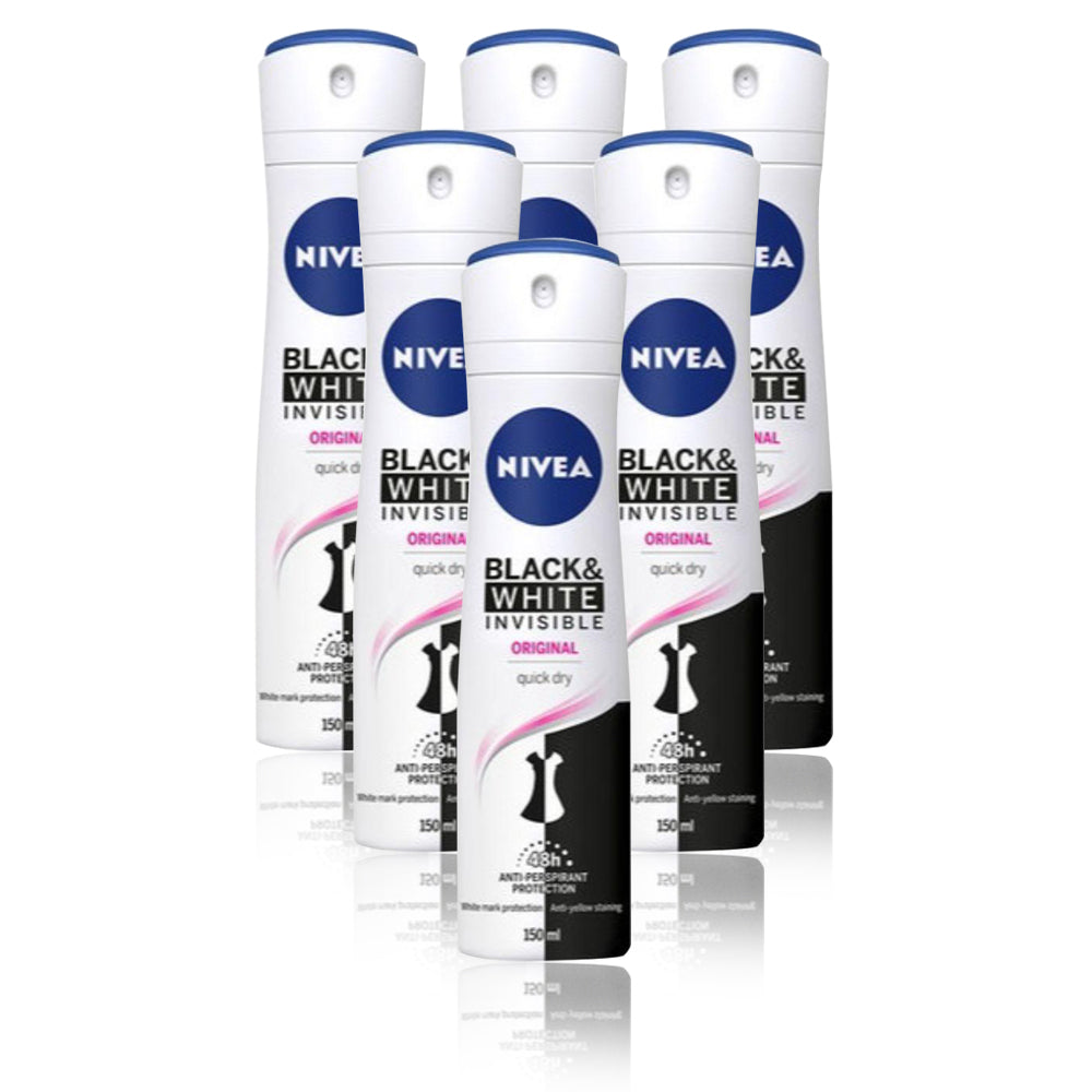 Nivea Black & White Deo Female 150ml - (Pack Of 6) - Billjumla.com