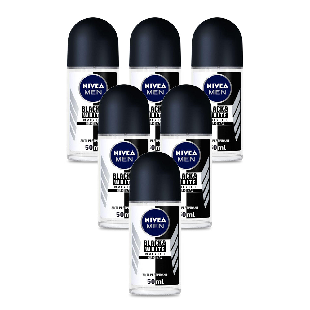 نيفيا رول اون بلاك اند وايت للرجال 50 مل - (عبوة من 6 قطع)