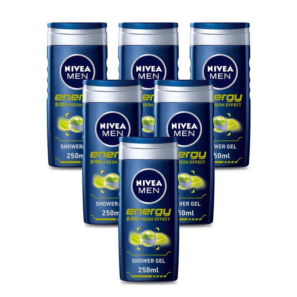 جل الاستحمام اينيرجي للرجال من نيفيا 250 مل ( مجموعة من 6 عبوات)