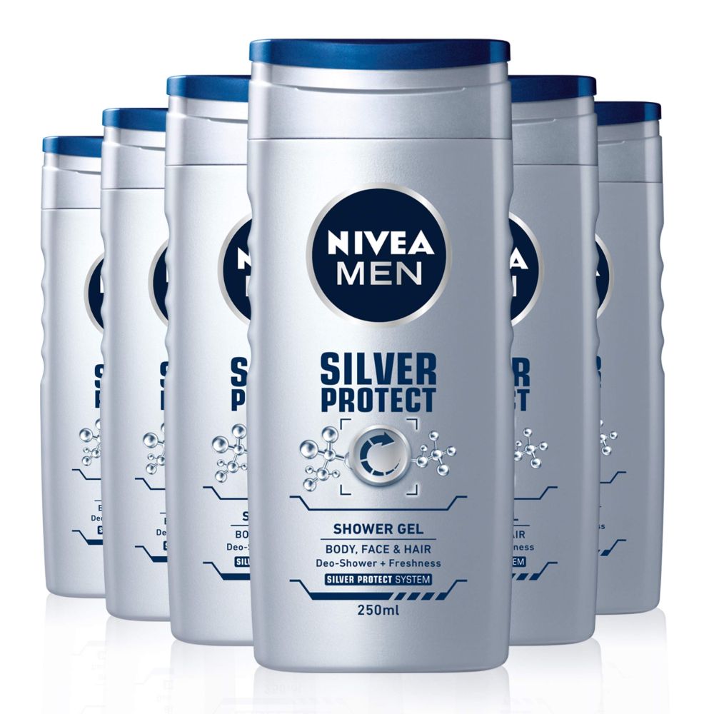Nivea Shower Gel Silver Protect For Men 250ml - (Pack Of 6)