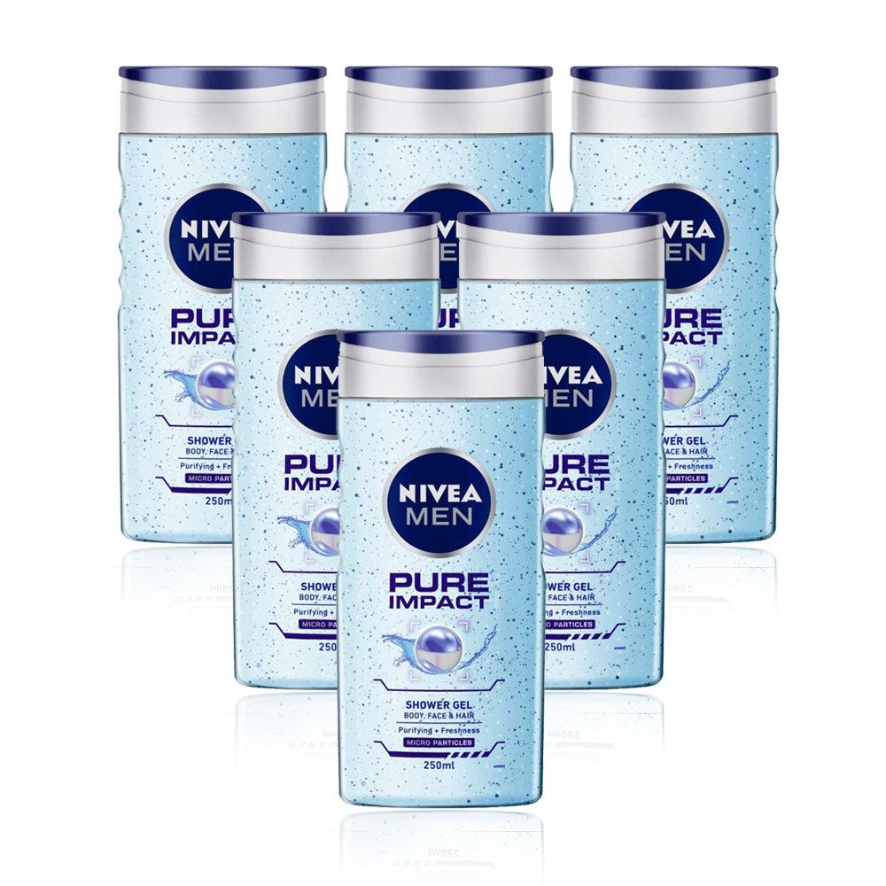 Nivea Shower Gel Pure Impact Men 250ml - (Pack Of 6) - Billjumla.com