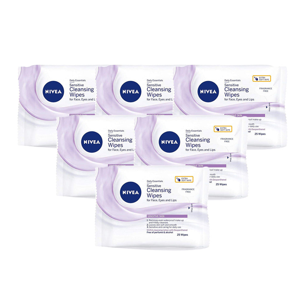 Nivea Fragrance Free Wipes 25 Pieces - (Pack Of 6) - Billjumla.com