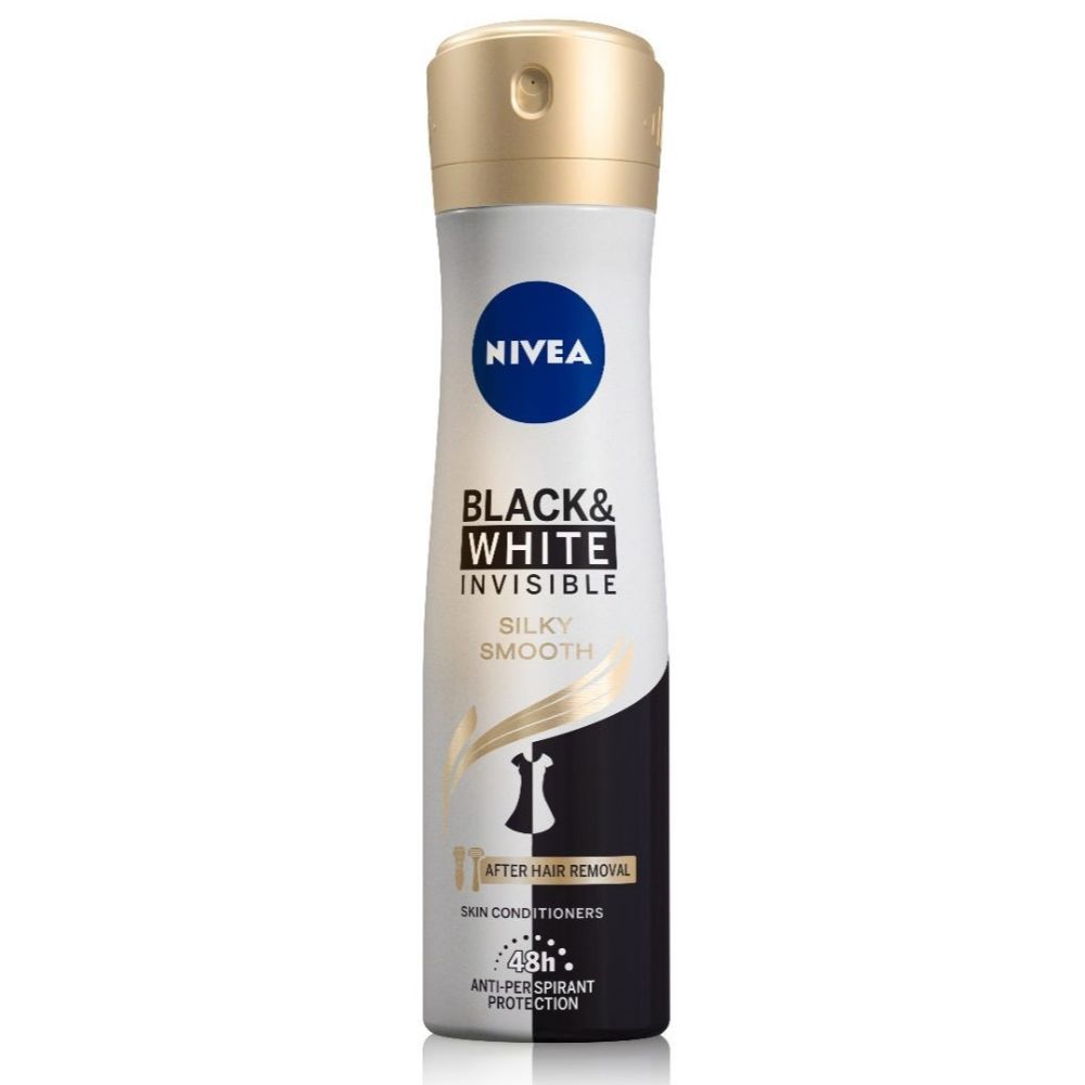 Nivea Deo Black & White Silk Soomth Deodorant 150ml - (Pack Of 6) - Billjumla.com