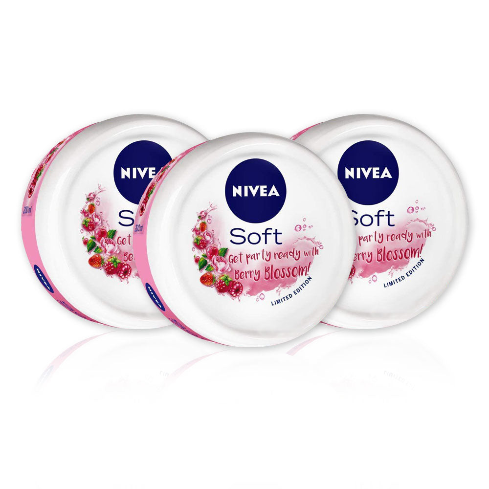 Nivea Soft Pink (Berry Blossom) 200ml - (Pack Of 3)