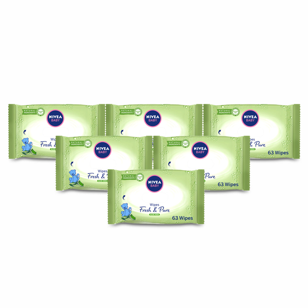 مناديل الاطفال المبللة فراش اند بيور 63 منديل من نيفيا - 6 قطع