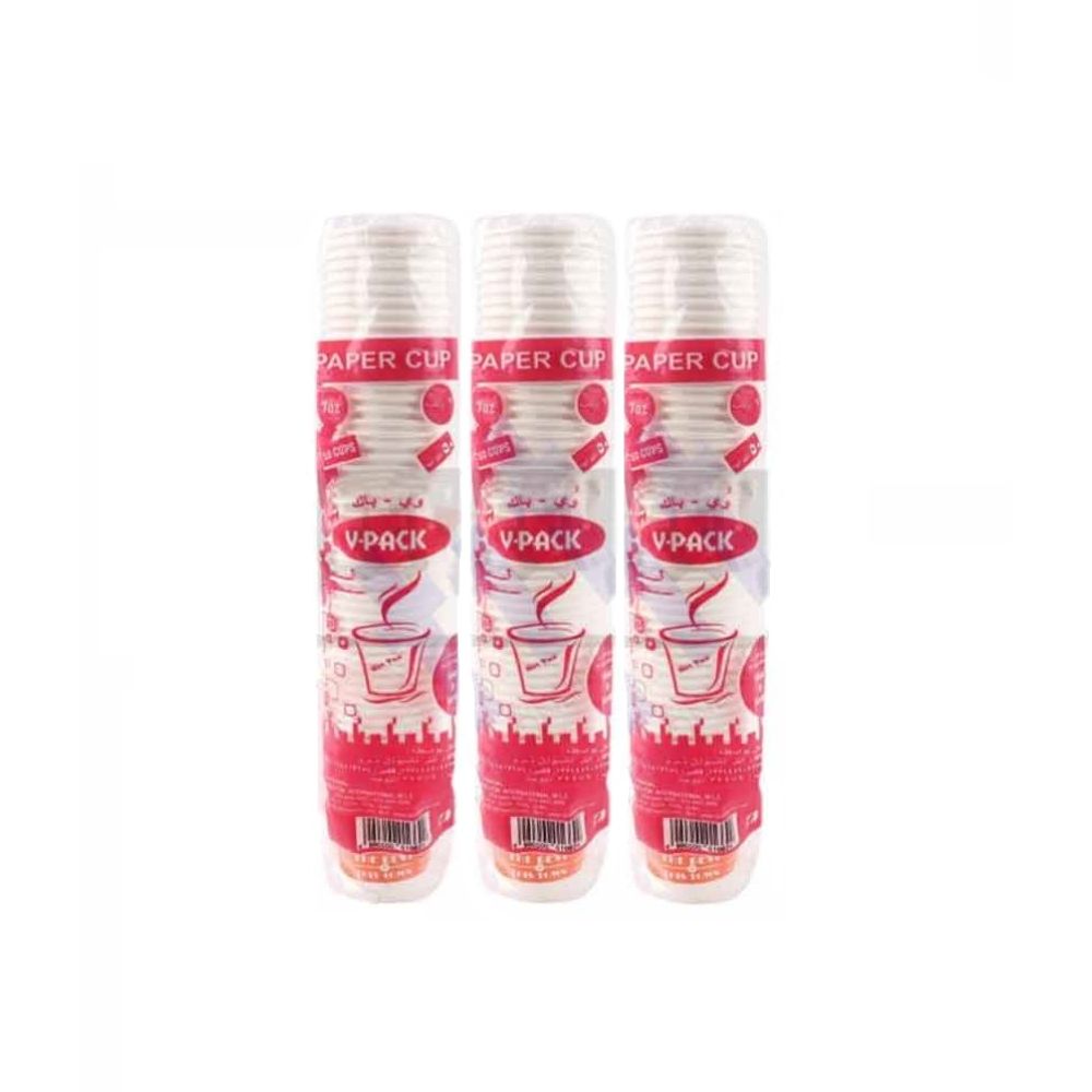 V-Pack Paper Cup 7 Oz بدون مقبض 50 قطعة (حزمة من 3)