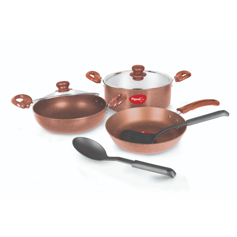 Pigeon Granite Cookware 7 Pieces Set Brown - Billjumla.com